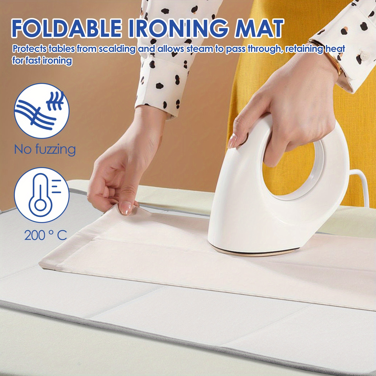   portable folding ironing mat heat resistant up to 392 f waterproof anti scratch with over the door hanging option for   ideal for travel dorms small spaces details 2