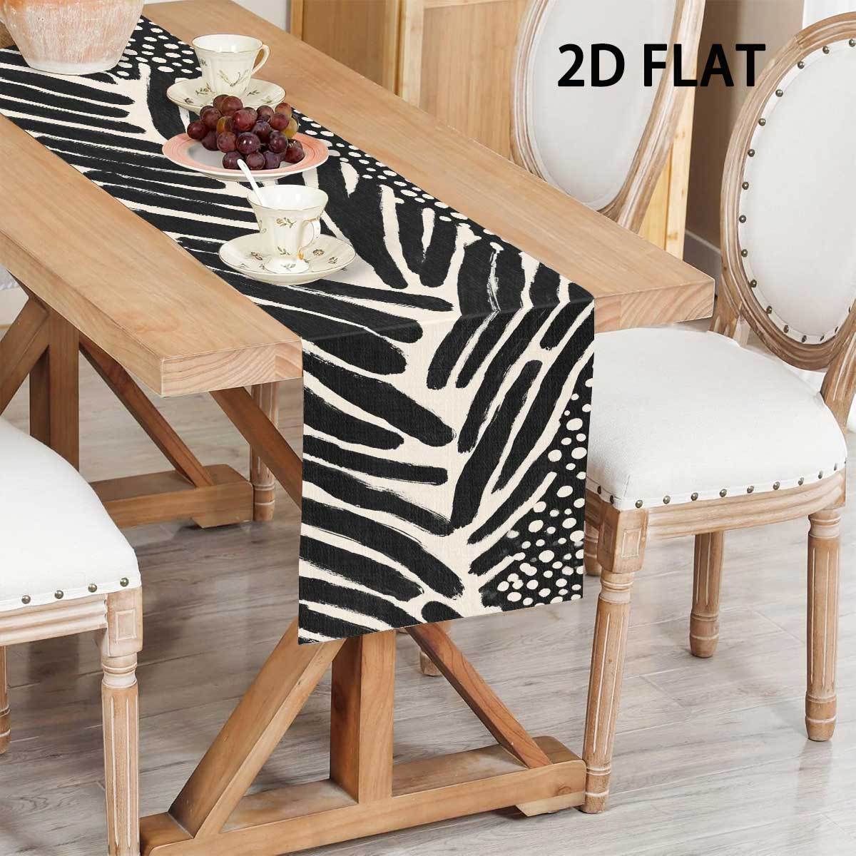 TEMU 1pc 2d Flat Printing Table Runner, Black And White Polka Dot Accent Details, Abstract Art Composition, Table Runner, Trendy Atmosphere, Printed