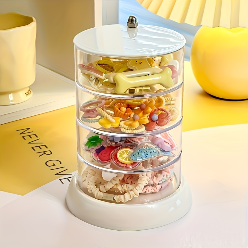 3 tier rotating jewelry organizer transparent plastic storage box for hair accessories rings bracelets multi compartment design with lid ideal for dressing table jewelry organizers   Product details 0