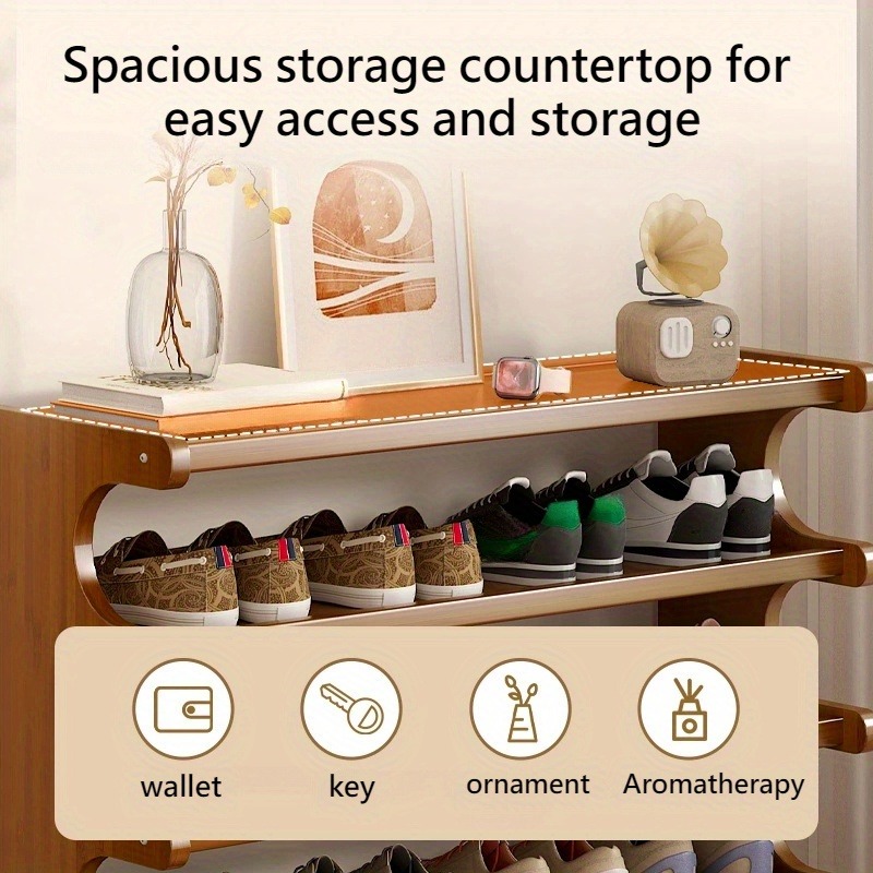 large capacity bamboo shoe rack multi tiered solid wood bamboo entryway organizer space saving storage for home dorm or doorway holds multiple shoes with super large capacity dorm storage solution freestanding shoe cabinet bamboo construction shoe storage organizer standing shelf details 2