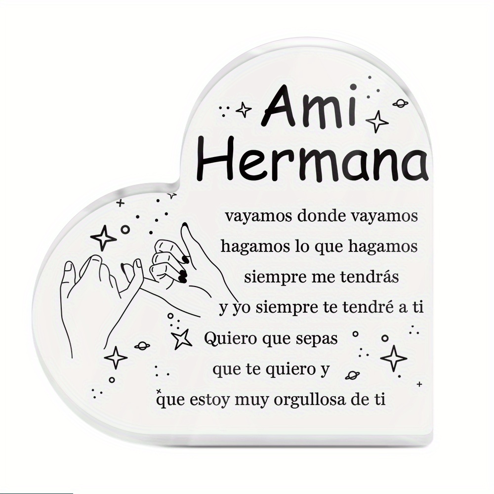 TEMU Putuo Decor 1pc Letrero Acrílico con Forma de Español Decoración de Mesa Decoraciones para de Mesa de , Hermana Que Que Muy Orgullosa De,
