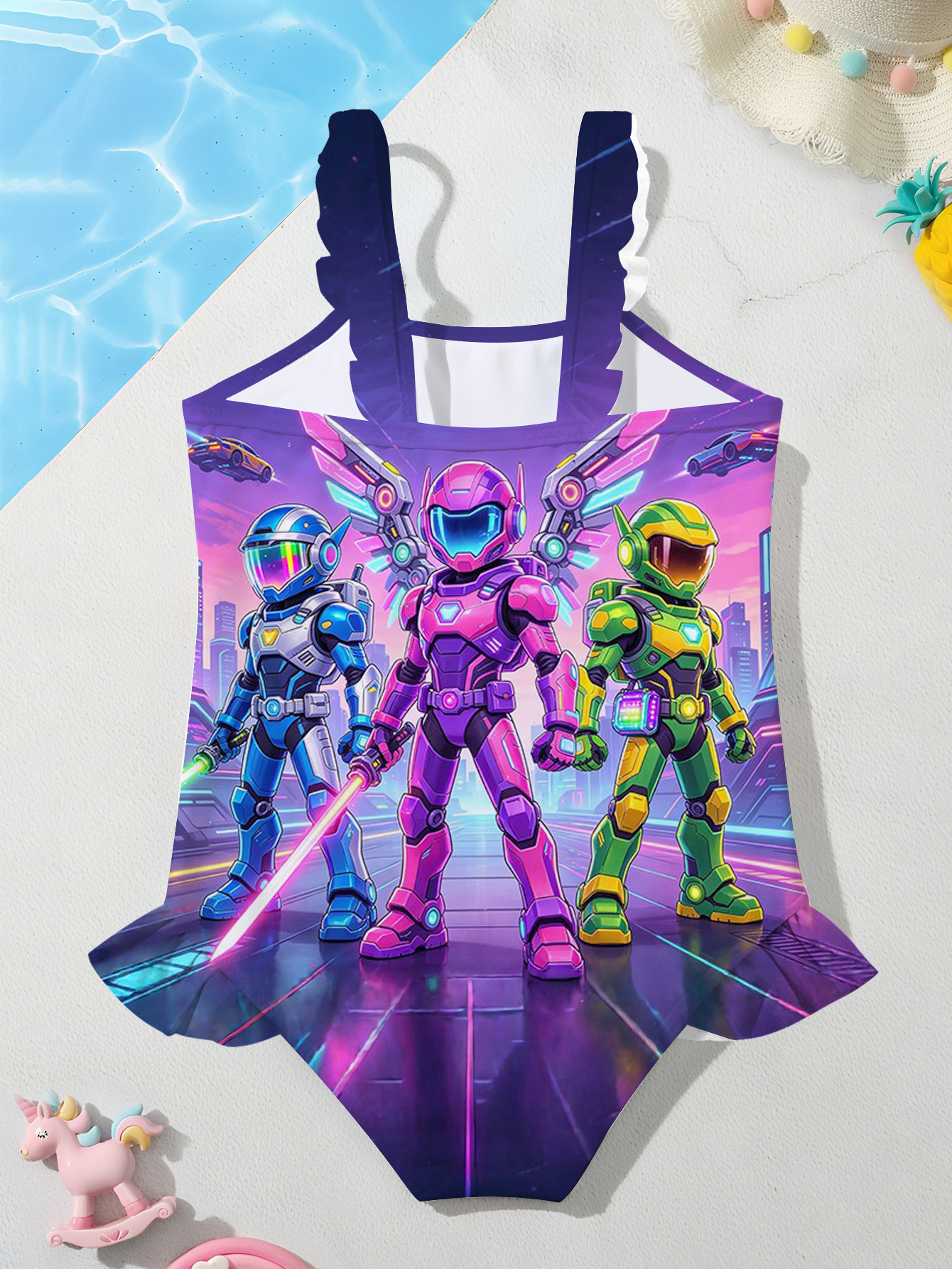 girls   one piece swimsuit with random all   of robots fashionable and   summer style clothing gift holiday cute gift outdoor leisure sports clothing