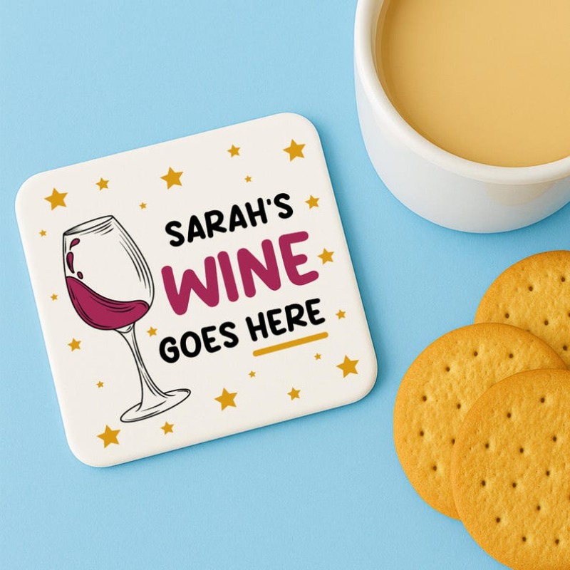 Image of Personalized Name/initials Wooden Coaster Gift Suitable For - Wood Drink Coasters With Text, Humorous Table Protectors For Wine, Decor - Ideal Gift For Moms, Sisters, Wine Lovers (for Any Occasion)