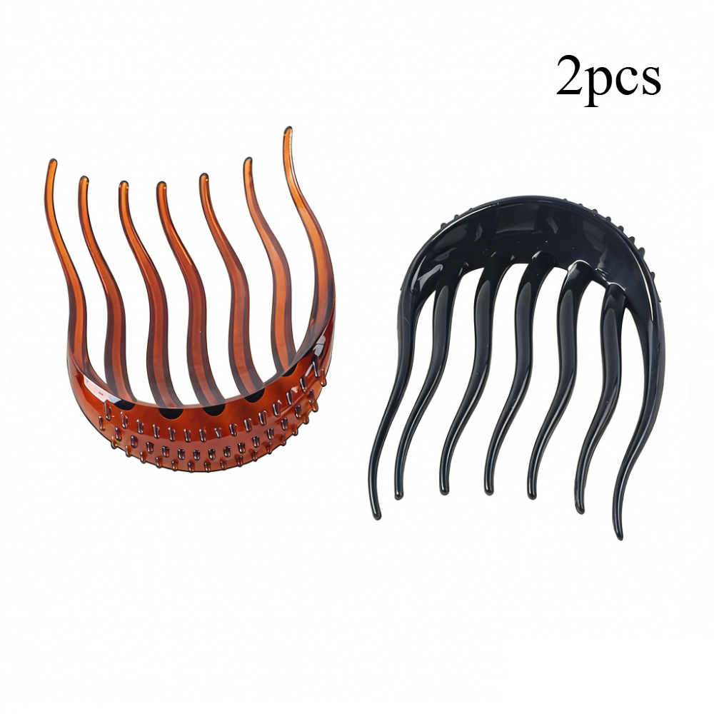 Set Of 2 Women's Hair Styling Combs For A Relaxed Ponytail, Plastic. Side Combs Are Designed To Enhance Hairstyles And Serve As Hairdressing Clips And Additions