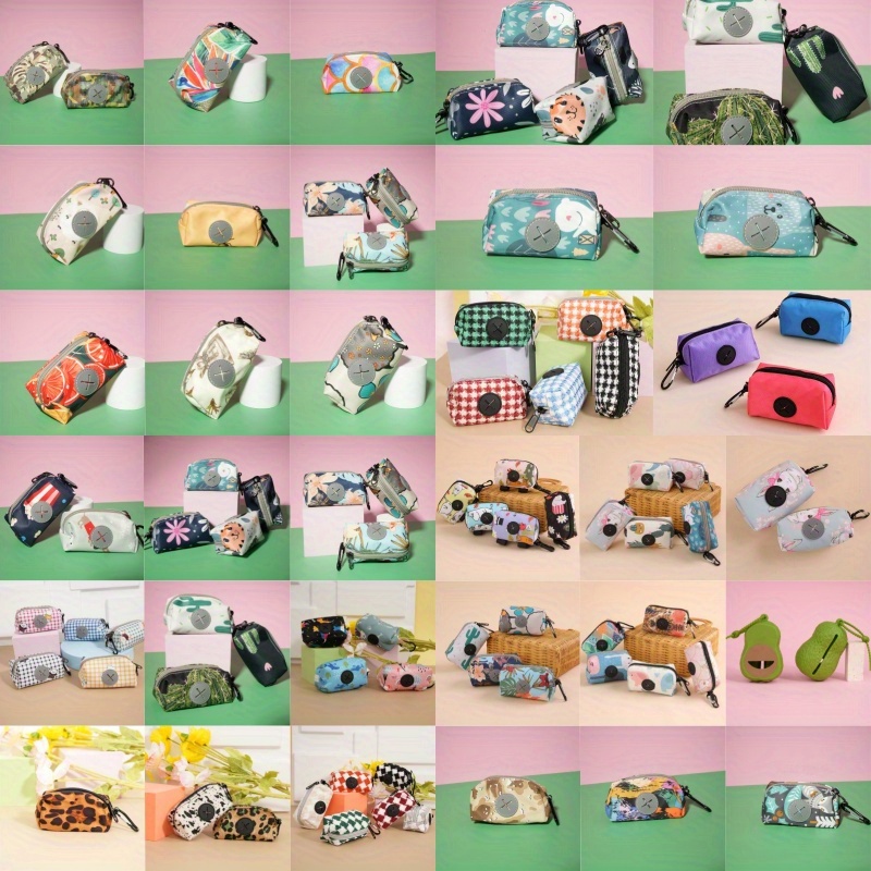 100 Style Dog Poop Bag Dispenser | Polyester Pet Waste Bag Holder, Portable Pooper Scooper Accessory For Dogs, No Battery Needed