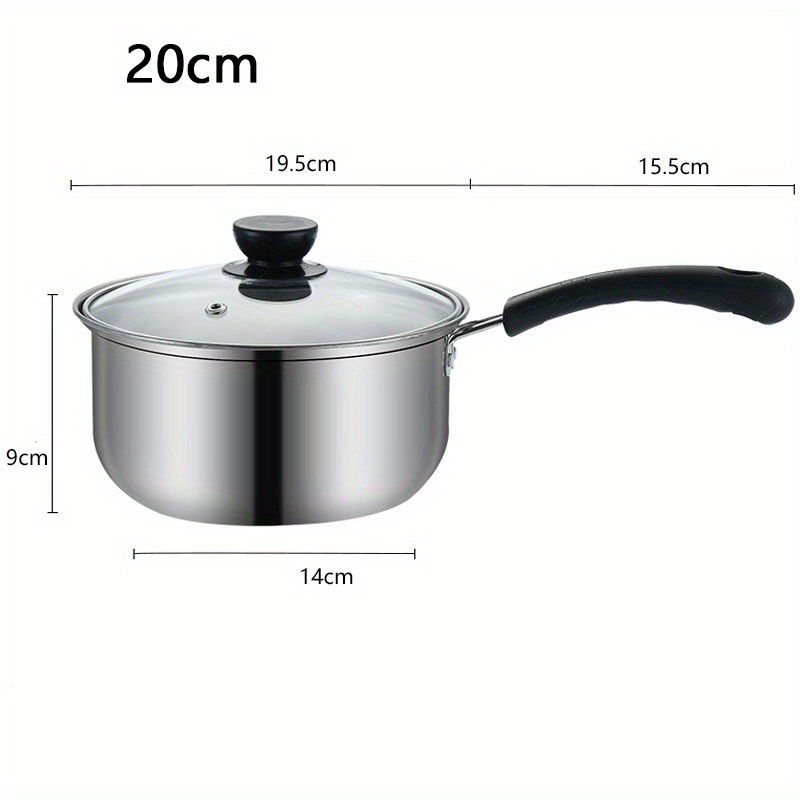 TEMU 1pc High Quality Small Milk Pot Made Of Stainless Steel For Cooking Noodles, Non Stick Milk, Electromagnetic Stove, Double Ear Soup Pot