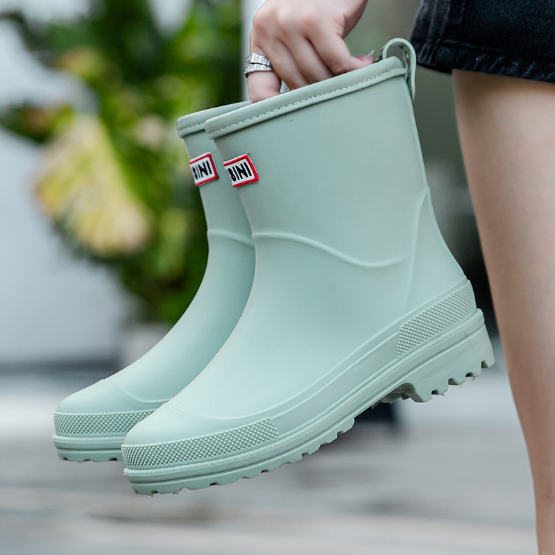 womens new fashionable rain boots for outdoor wear   calf non slip wear resistant rubber boots for students