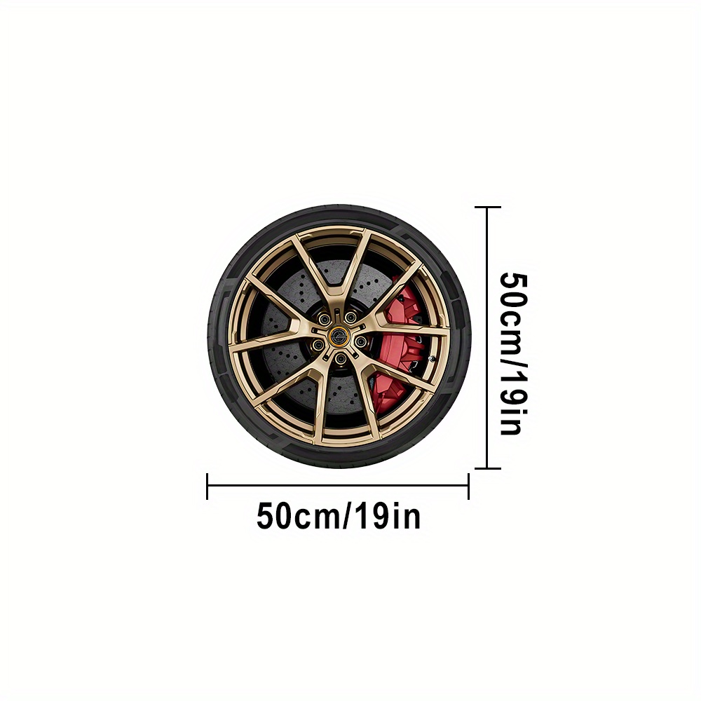 TEMU Dot Plastic Bottom Golden Diamond Velvet, Weight 1000g, Thickness 5.4mm. A Black Tire-shaped Round Carpet With A Stylish Metallic Rim Pattern. A