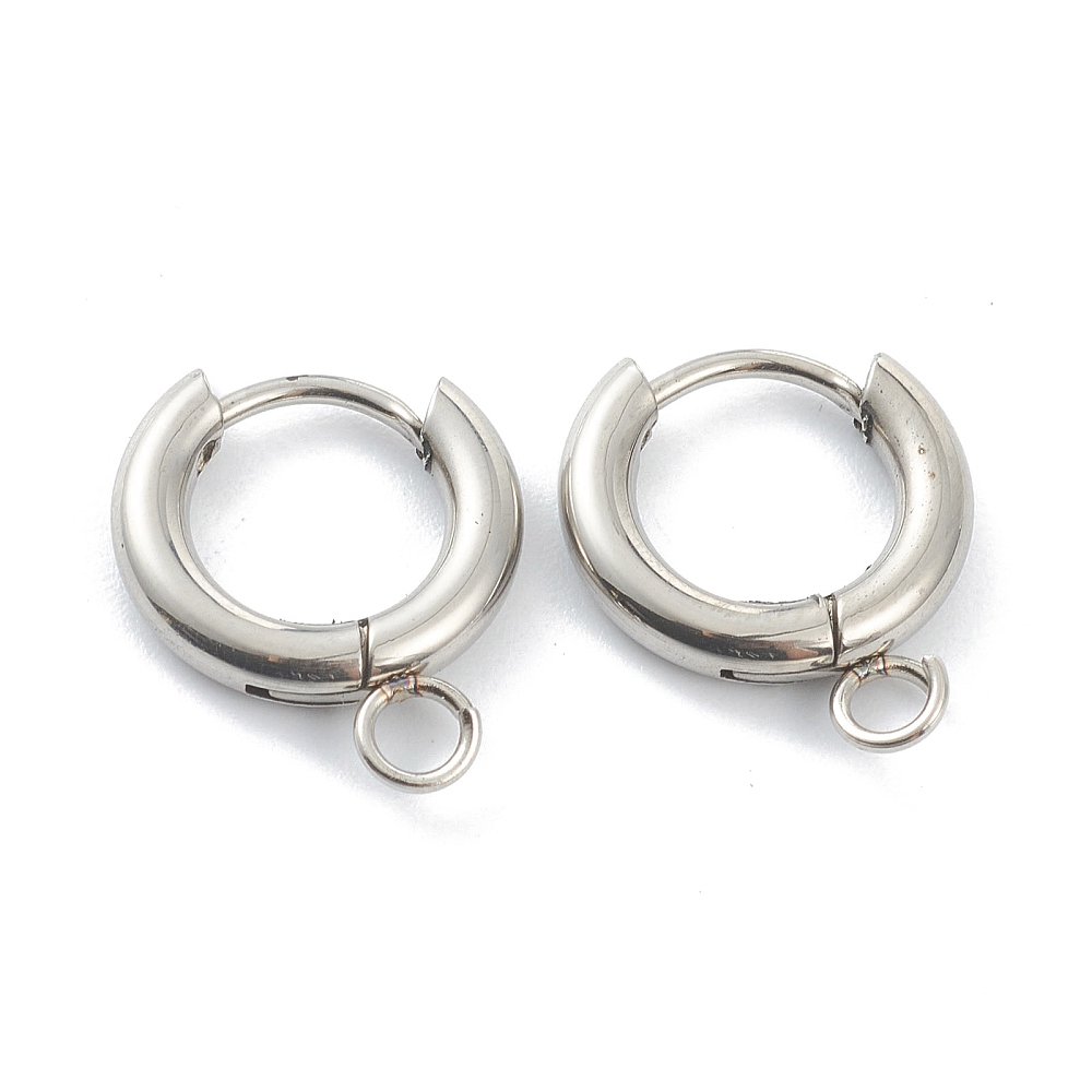 TEMU 10 piezas de bisagras para aretes Huggie Hoop de acero inoxidable 201, con bucle horizontal y alfiler de acero inoxidable 316, color acero