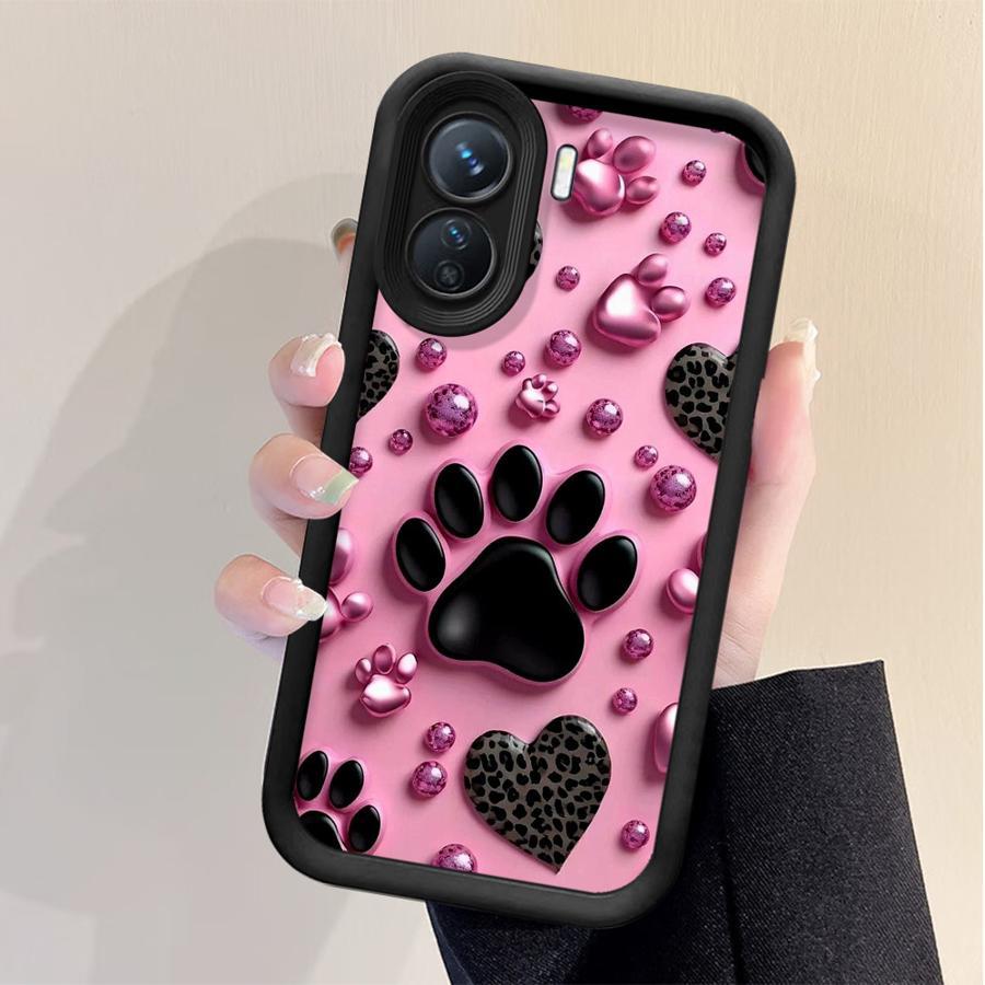 TEMU Phone Case - Cool Black Paw Print Soft Shell Cover For Xiaomi Redmi 12c, 12, 13c, 13, A1 , A2, Plus, A3, A3x, Poco X3 Pro, C50, C51, C61, And X3