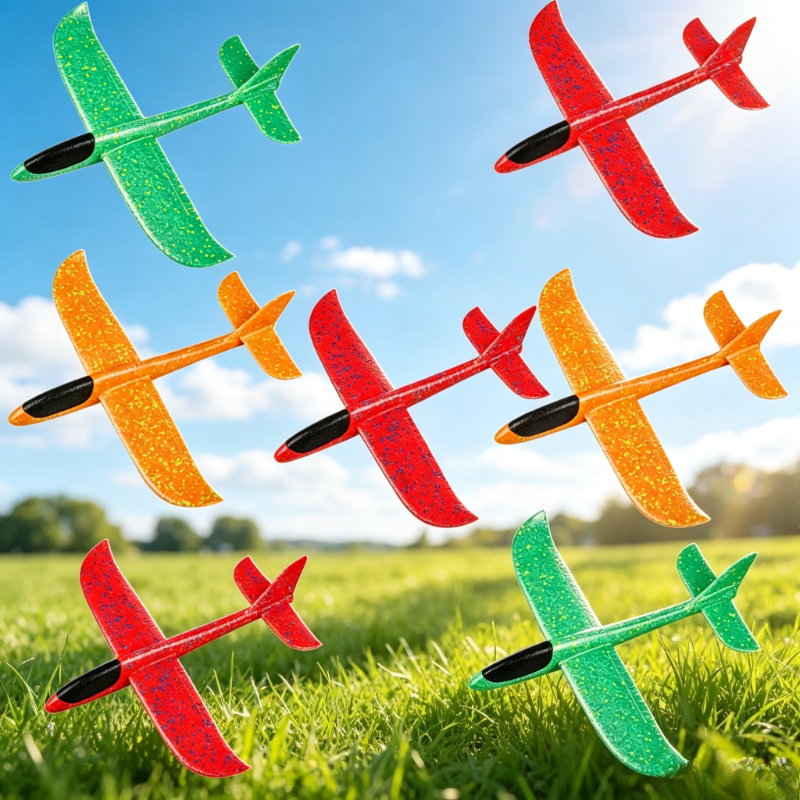 TEMU 7-teiliges Schaumstoff-Plastikflugzeug-Set, Multi-Artikel Fidget Toy Bag, 24 cm/9,45 Zoll, Outdoor-Sportspielzeug und Partygeschenke, ideal für