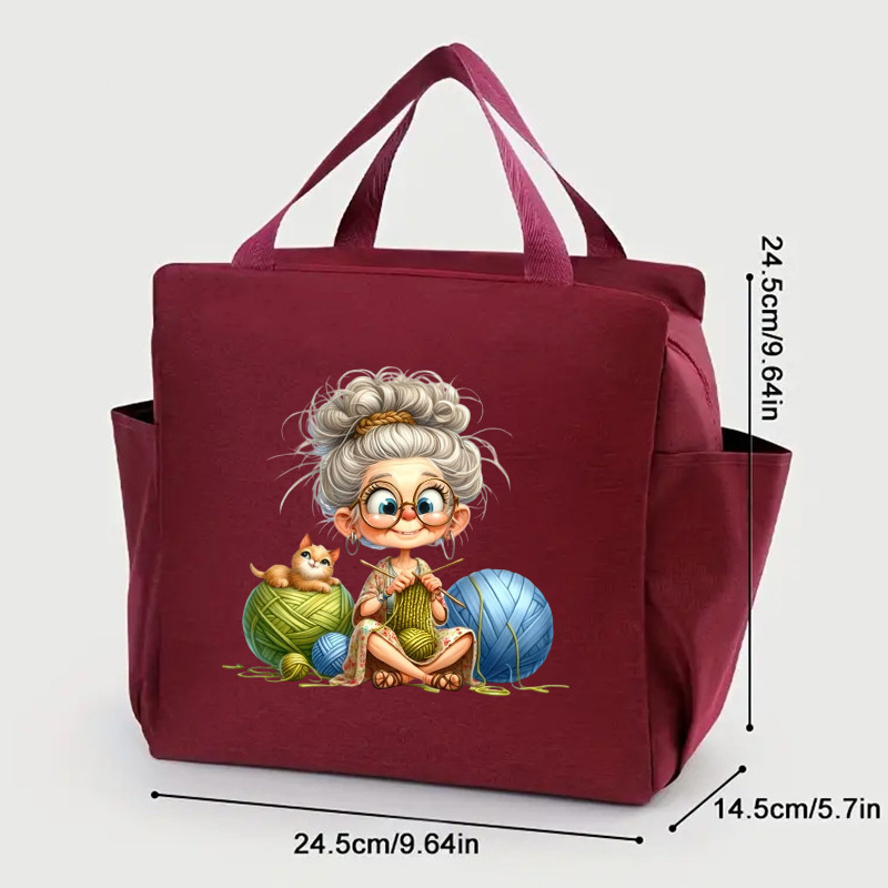 Knitting Bag Yarn Storage Organizer, Mother's Day Gift Idea, Craft Tote With Pockets For Needles & Diy Supplies, Portable Knitting Project Case For Mom/