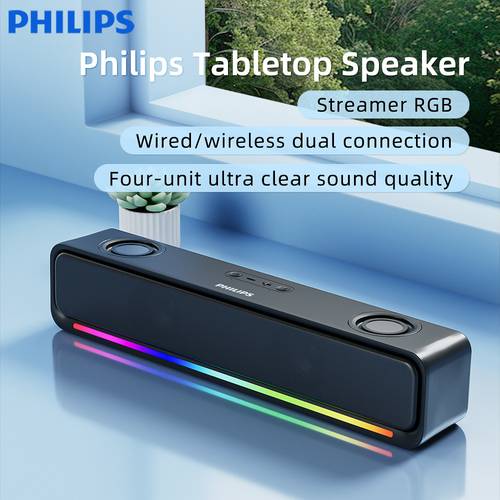 philips portable speaker with rgb lighting dual stereo drivers sound system suitable for parties outdoor compatible for smartphone