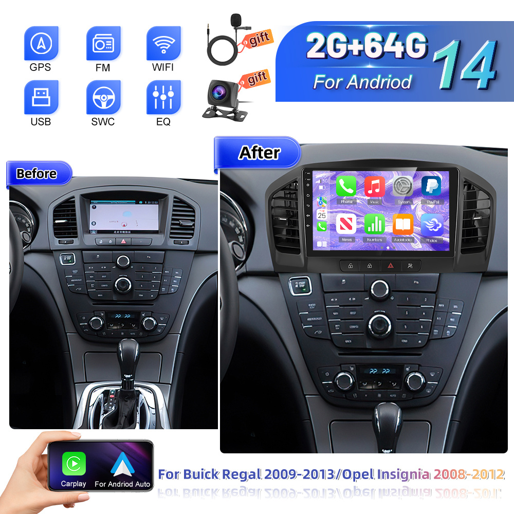 Car Compatible With For Models From 2009 To 2013 And From 2008 To 2012, Featuring [2+64g] 14, , Auto, A 9-inch Touchscreen, Wifi, Eq Dsp, Wireless, Steering Wheel Control