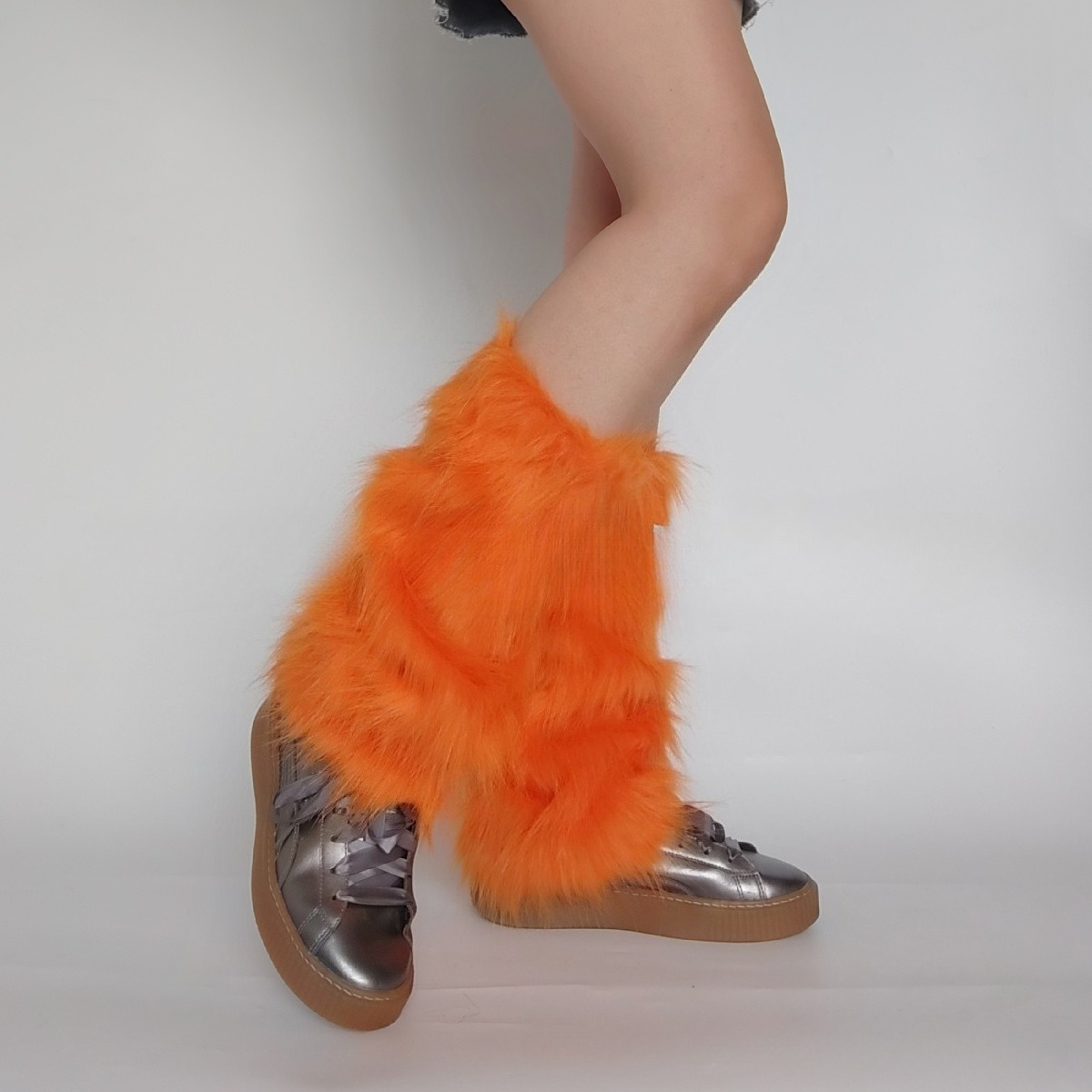 TEMU 1 Pair Of Solid Color, Extra Long And Thick Hot Leg Warmers, Fashionable Orange, Y2k Long Socks, Long Foot Warmers, Cute Shoe Covers