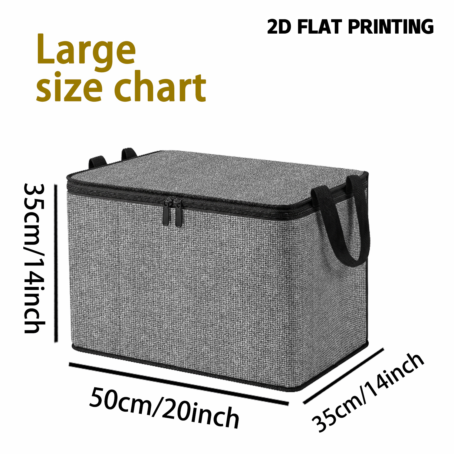 TEMU 1pc Of Solid-color Linen Gray Oxford Cloth Storage Box, Large-capacity Foldable Zippered Storage Case, Suitable For Home Clothing And