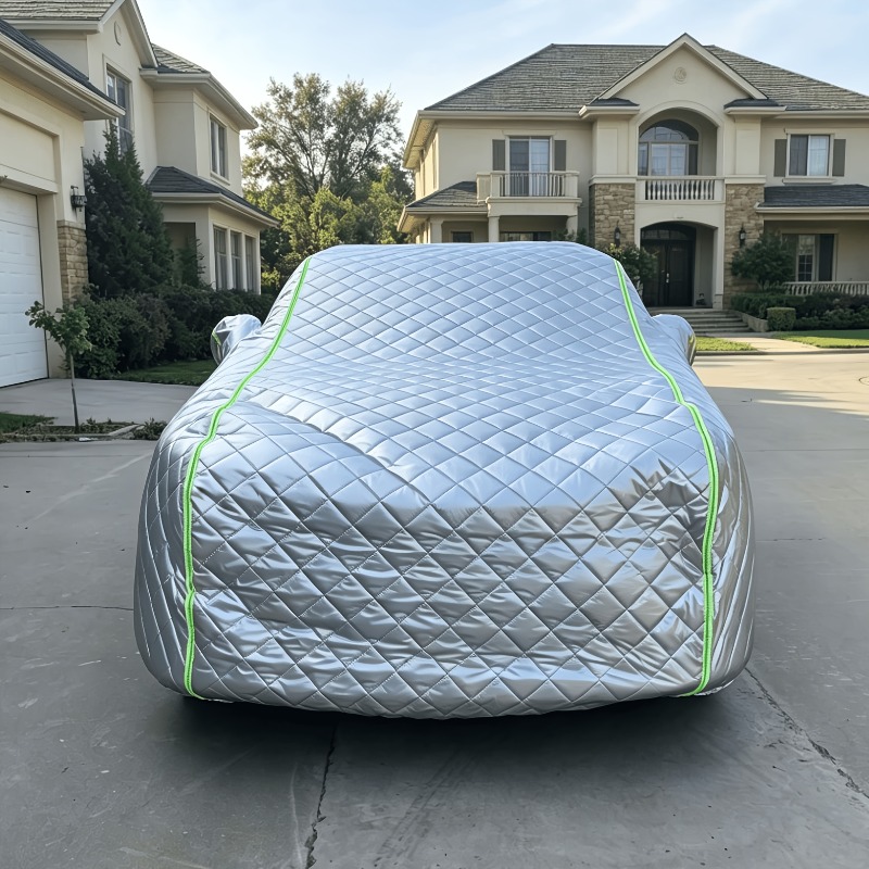 TEMU Suitable For 420-525cm Thick Anti-hail, Anti-snow, Cold-proof, And Car Cover With Sun Visor, Heat Insulation, And Uv Protection. Features Side