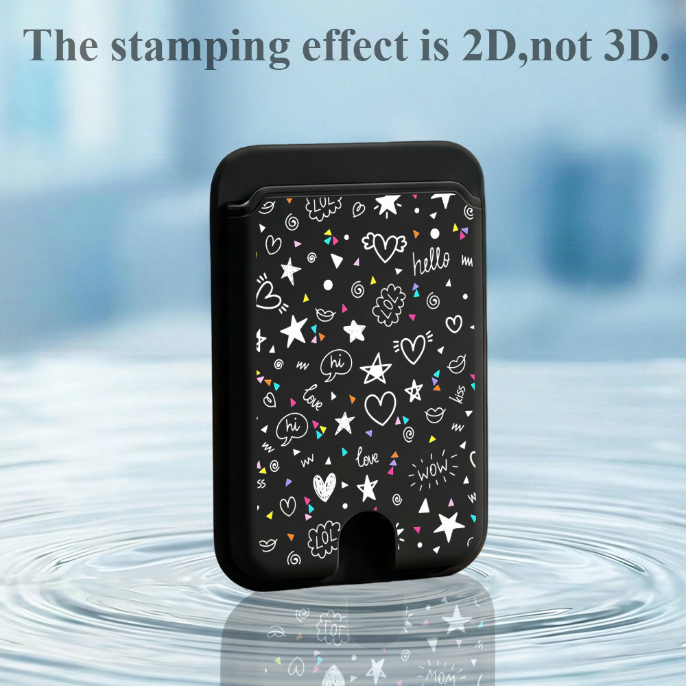 TEMU A Convenient, Self-adhesive Phone Card Holder With -like Tactile Feel, Featuring Whimsical Stars And Hearts Patterns, Comfortable , Uv Printing,