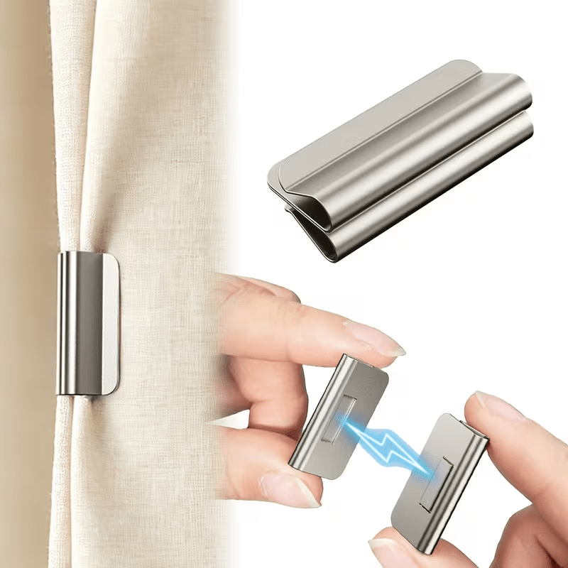2-pair/4-pair Magnetic Blackout Curtain Clips - Strong Magnetic Curtain Closure and Fixing Clips - Suitable for Home Bedrooms, Office Curtains, Valances - Used for Blackout and Preventing Light Leakage