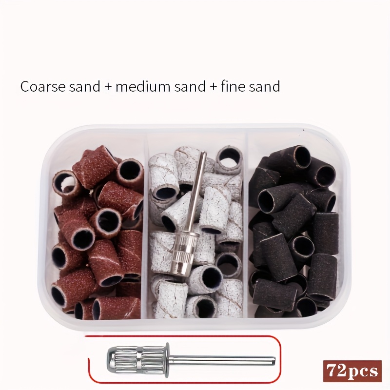 E-shop 72 Schleifbänder mit 3/32 Zoll Klemmkopf | Geeignet für Nagelbohrer, Enthält #80, #120, #180 Körnung, Gerade Zahnspitze, Unbeschichtet