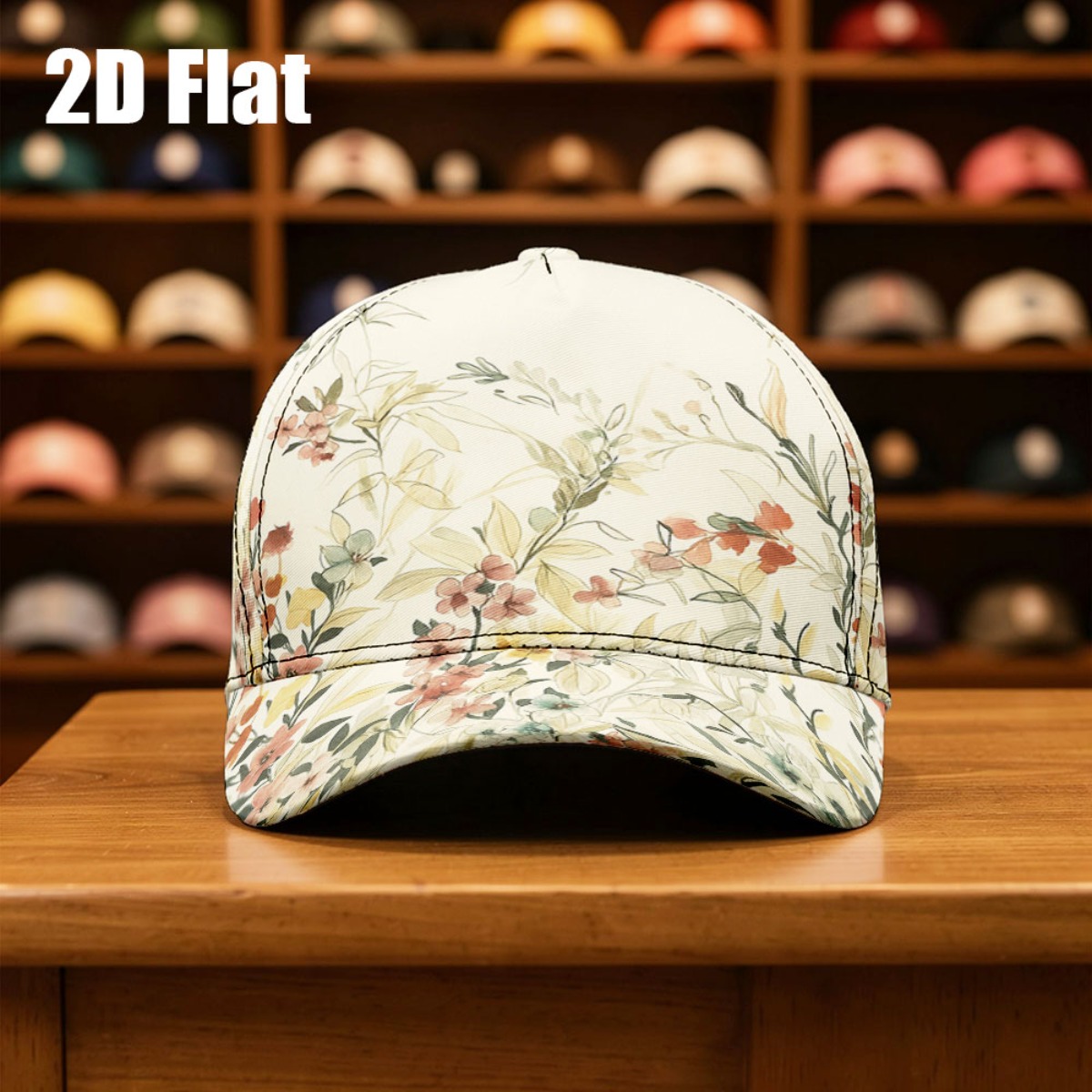TEMU 1pc Baseball Cap With Delicate Watercolor Pattern On Cream Print Breathable, Print Fishing Hat Adjustable Unisex Ideal For Sports, Skateboarding