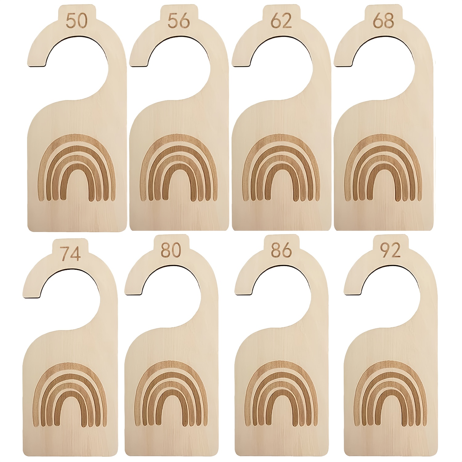 Image of 8pcs Wooden Closet Dividers, Closet Organizers, Milestone Hangers With Rainbow Pattern, Clothing Size Hangers, Decorative Hangers, Suitable For Boys And Girls As Birthday Gifts(0-24 Months)