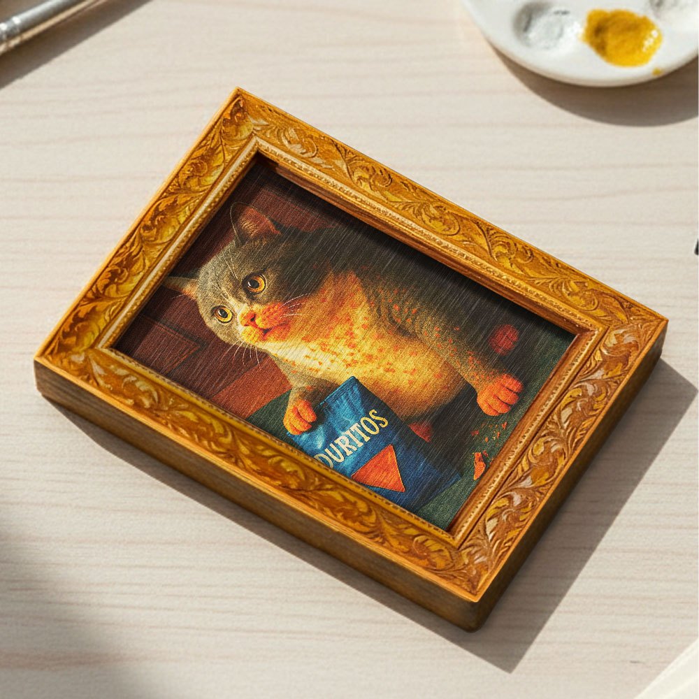 TEMU 1pc Cute Refrigerator Magnet, Wooden Mini Decorative Painting, Eating Show, Wooden Refrigerator Sticker, Home And Office Decoration, Unique Gift