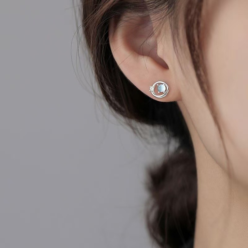 S925 Silver Saturn Moonlight Zirconia Planet Earrings