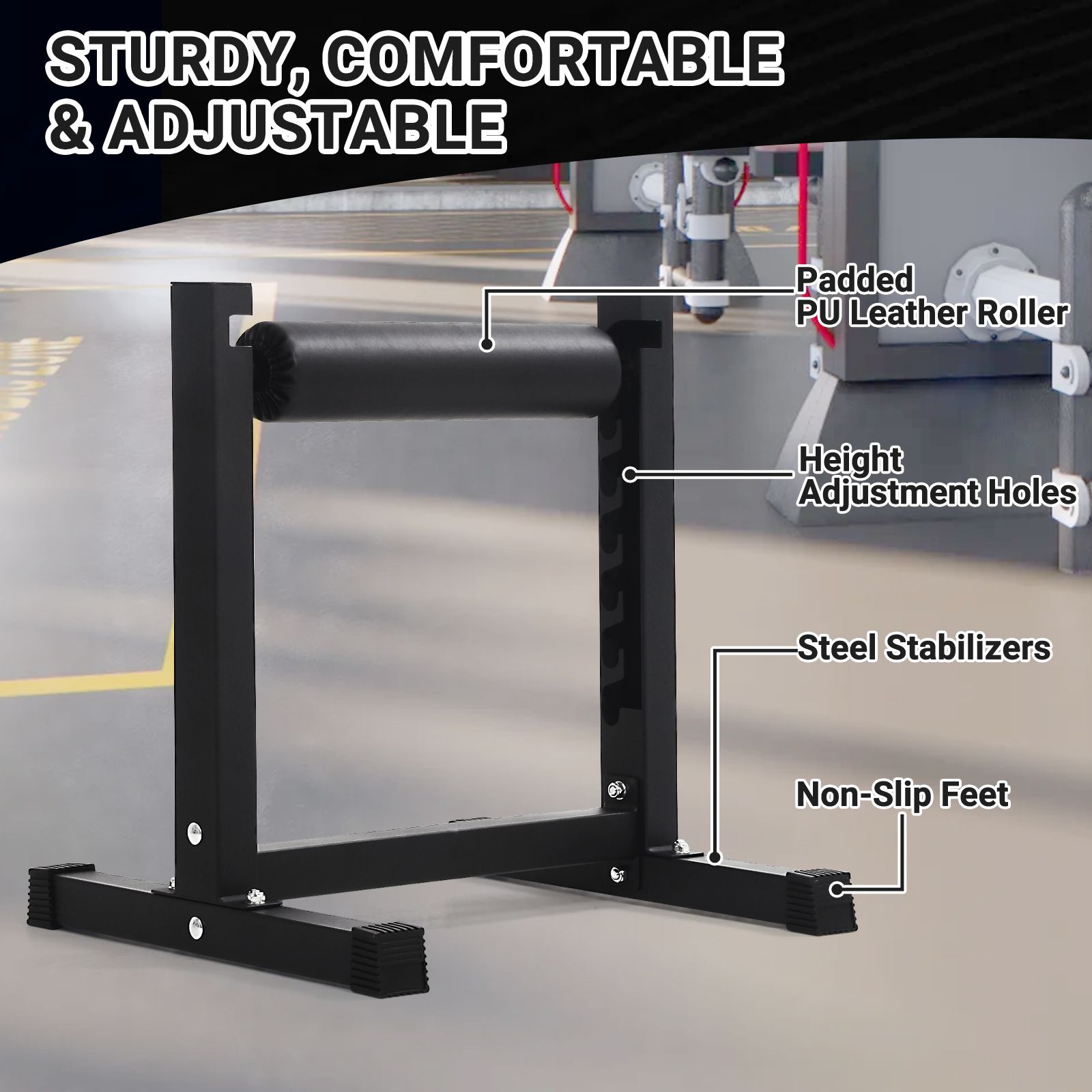 Adjustable Bulgarian Split Squat Stand With Thick Padded Support | 7 Height Levels Single Leg Roller For Effective Lower Body Workouts, Squats | Material: Low-carbon Steel, Color:, Without Battery