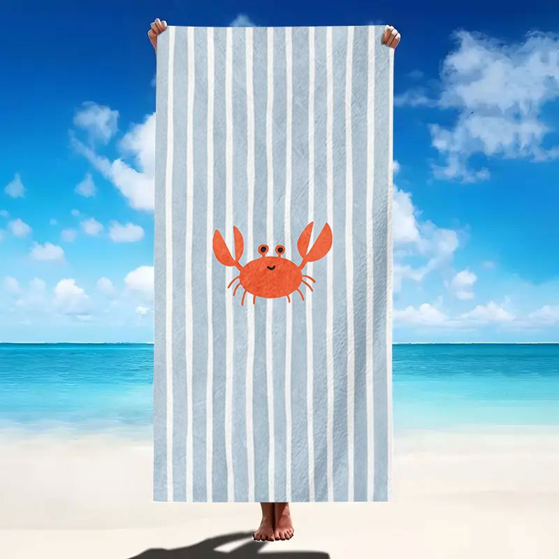 TEMU Toalla de playa con diseño de azul y a rayas – Microfibra , súper absorbente, , para playa, fiestas, viajes, camping – Varios tamaños, diseño