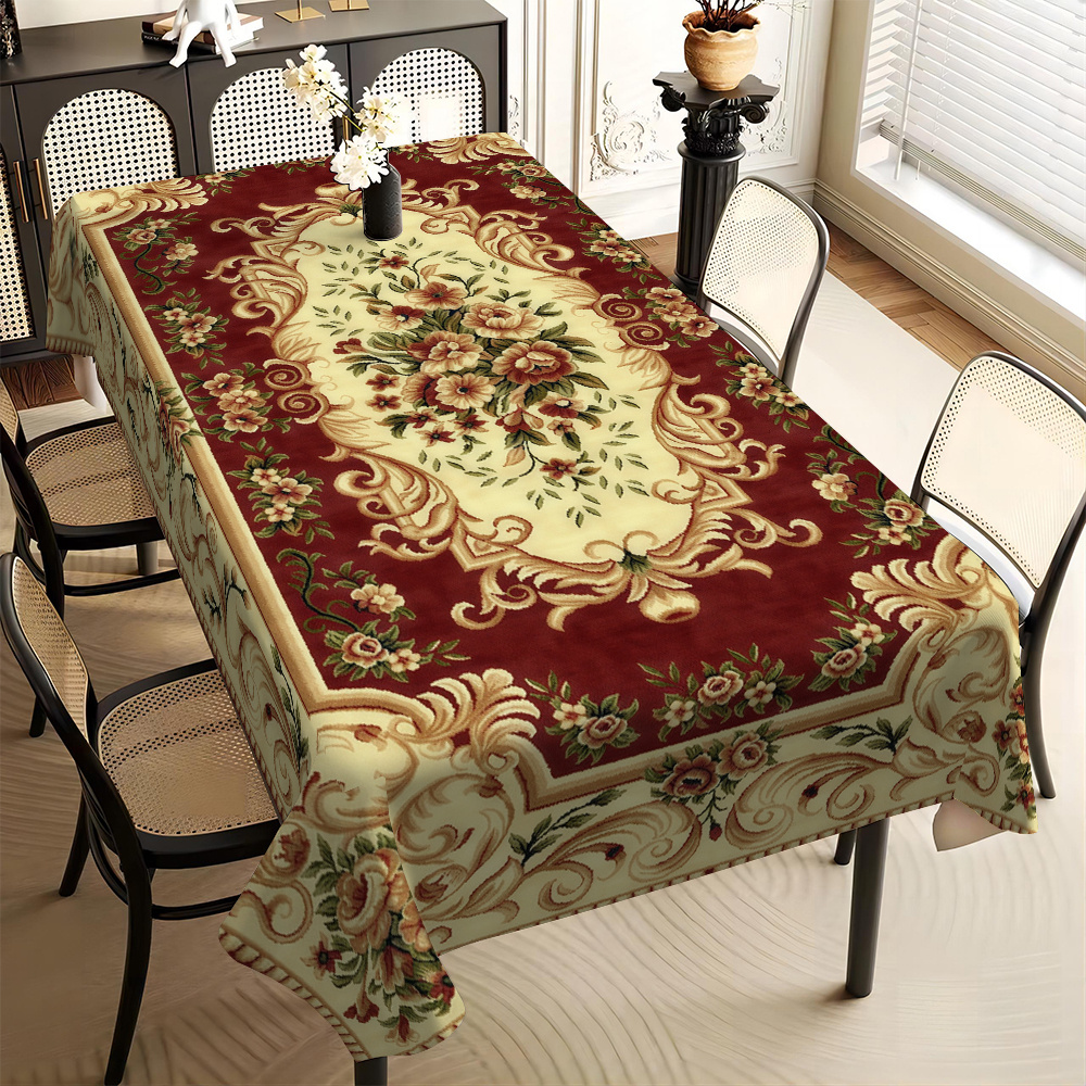 

-1pc European Vintage Patterned Square Tablecloth For Home Use. Printed Tablecloth For Party Decoration, Suitable For Tv Cabinets And Coffee Tables, Usable In All And Dustproof.