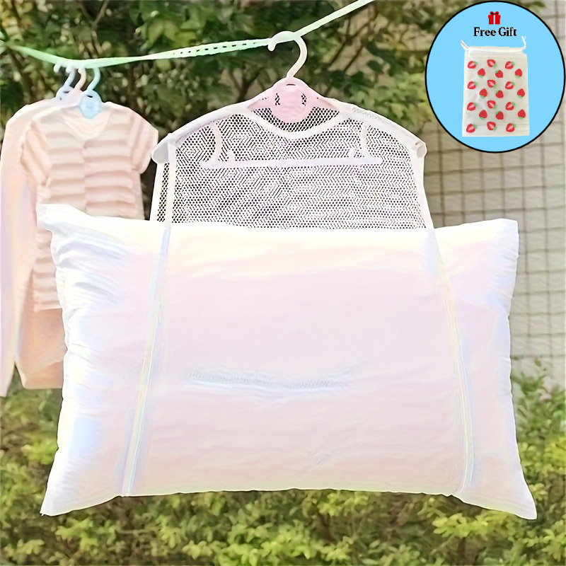 TEMU 3pcs Set: 2 Multi-functional Drying Nets In Random Colors + 1 Free Strawberry Storage Bag. Suitable For Storing Pillows, Toys, And Irregular