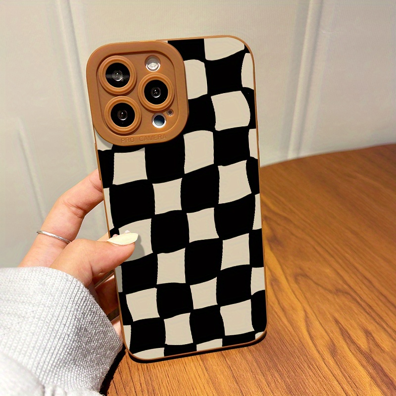 

2025 New Complete Set Shockproof Black And Brown Checkered Design Phone Case For Iphone Models 16, 15, 14, 13, 12, , , Xs, Xr, Mini, 7, 8, Se2, Se3. Perfect Gifts For Family, , Tr1.