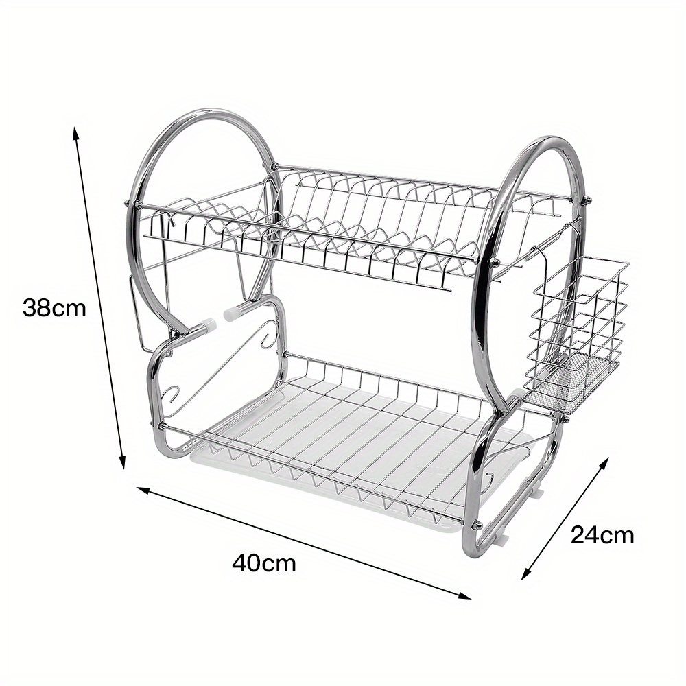 Kitchen Drainage Dish Rack With Chopstick Cylinder And Chopping Board Rack | Multi-functional Storage Accessory Set, Easy Organization For Dishes, Dimensions 40*24*38cm