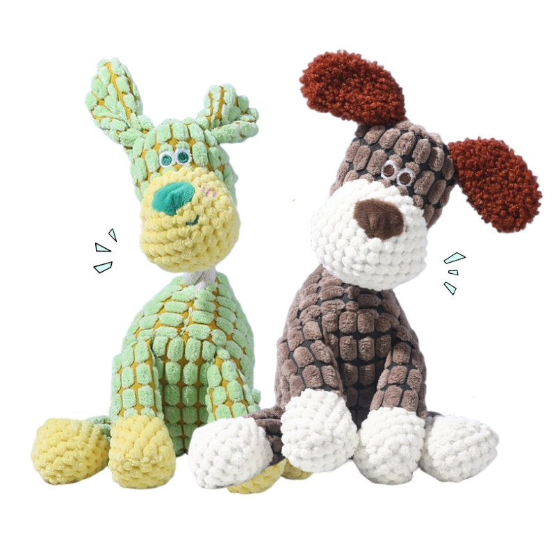 TEMU 2pcs Plush Dog Toy Set With - Soft Fluffy Chew Toy With , Cute Stuffed Animal With Heart/circle Tag, Safe & Durable For Small To Medium Dogs,