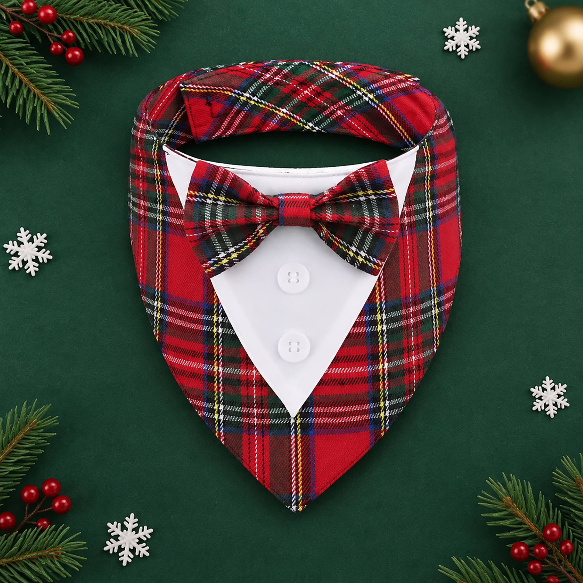 TEMU 1pc Pet Gentleman Tuxedo Bow Tie Bandana, Red Bowtie Formal Costume For Small Dogs And Cats, Christmas Wedding Photo Accessory