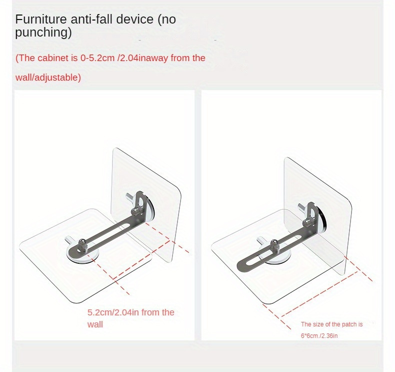 6件重型防倾家具锚带 - 金属安装带有粘性背衬，抗震无钻固定套件，适用于家庭家具，安全安装 | 时尚金属表面 | 粘性背衬，防倾套件 商品详情 4