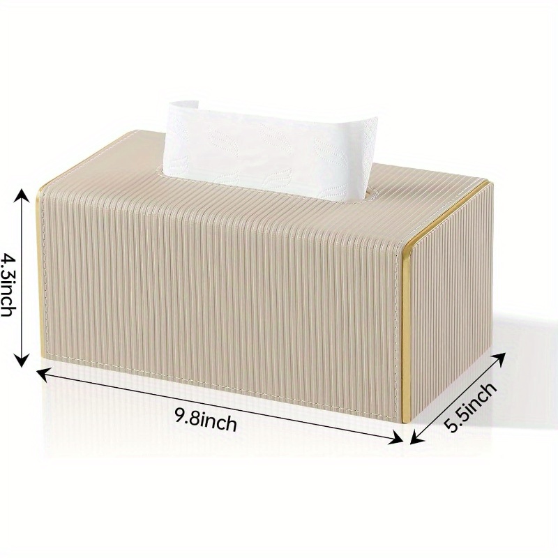 modern rectangular pu leather tissue box cover with magnetic closure &   - beige decorative bathroom/kitchen/entryway tissue holder, durable rectangular design with rounded corners, fits standard tissues, easy-  (1203-ply1602), tissue box holder Product details 6