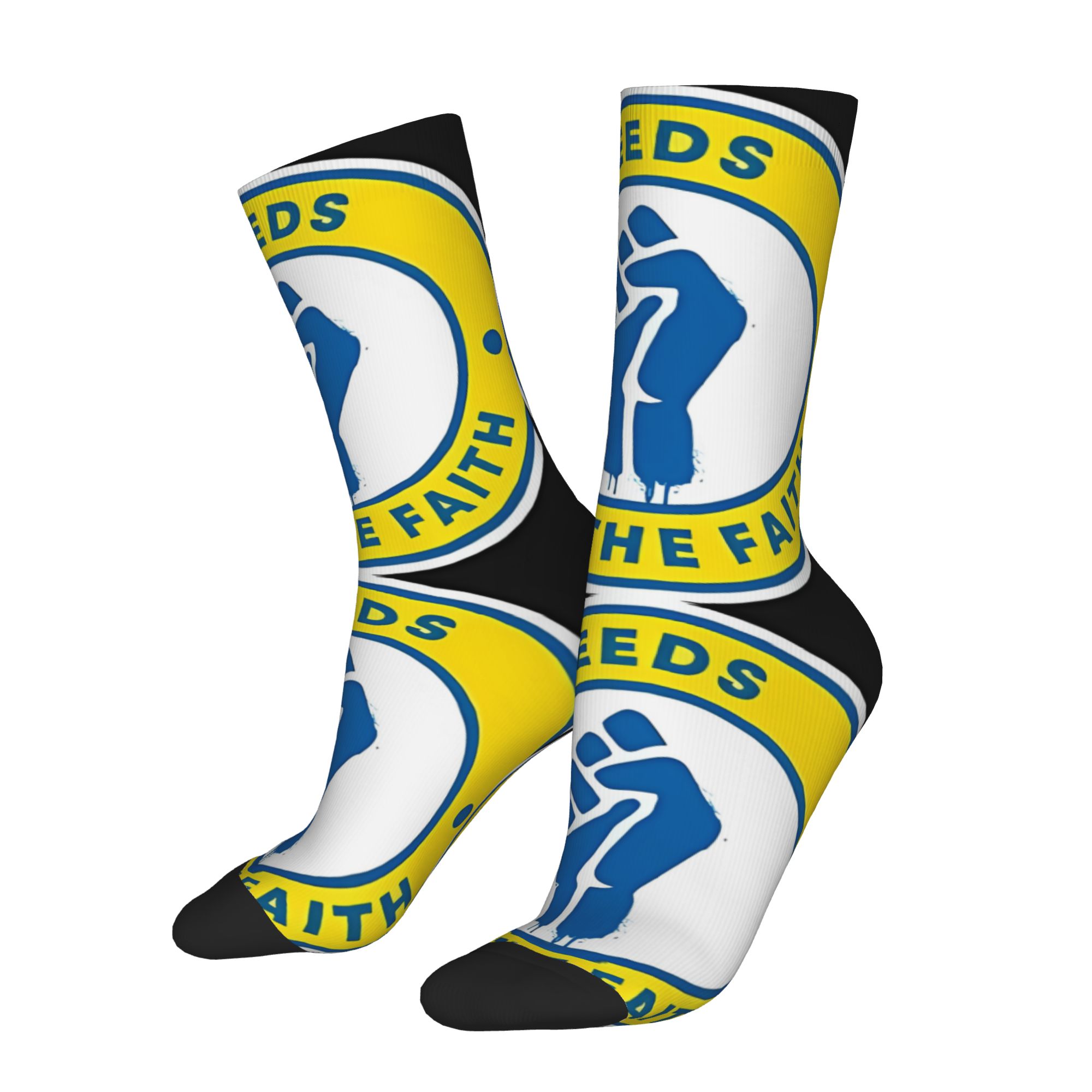 TEMU 1 Pairs Hip Hop Vintage Leeds Keep The Faith Crazy Men's Compression Socks Unisex Harajuku Seamless Printed Funny Novelty Sock