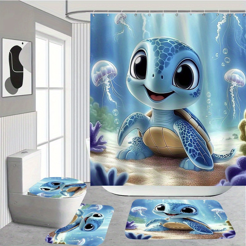 TEMU 1 juego o 4 juegos de cortinas de ducha para decoración del hogar que incluyen 12 ganchos, una para el asiento del inodoro y una bañera