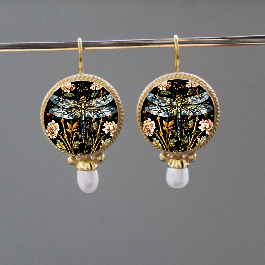 TEMU 2pcs Dragonfly Earrings Floral Earrings Nature Earrings Insect Earrings Textured Earrings Plant Earrings Jewelry Additions Unique Jewelry
