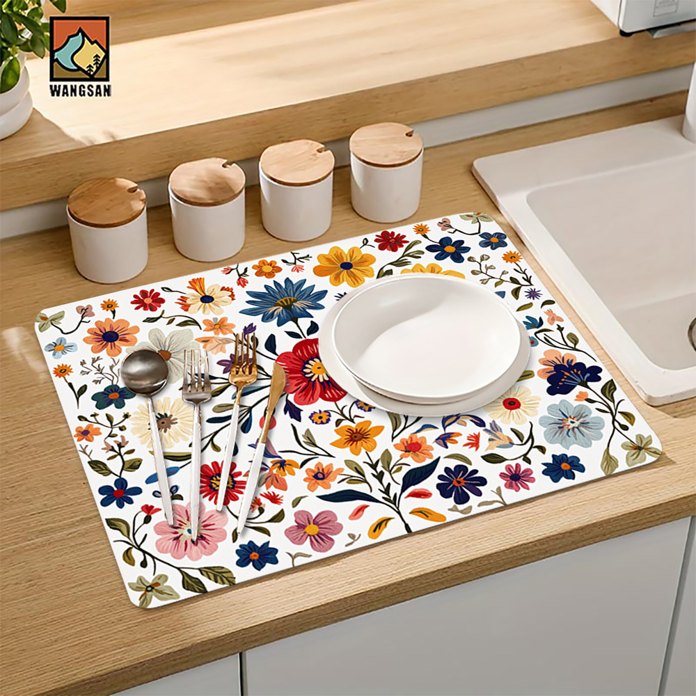 TEMU 1pc Bright Drying Mat, Suitable For Dishwashers, Coffee Makers, Microwave Ovens And , Polyester Material, Suitable For Occasions, In A Of Sizes,