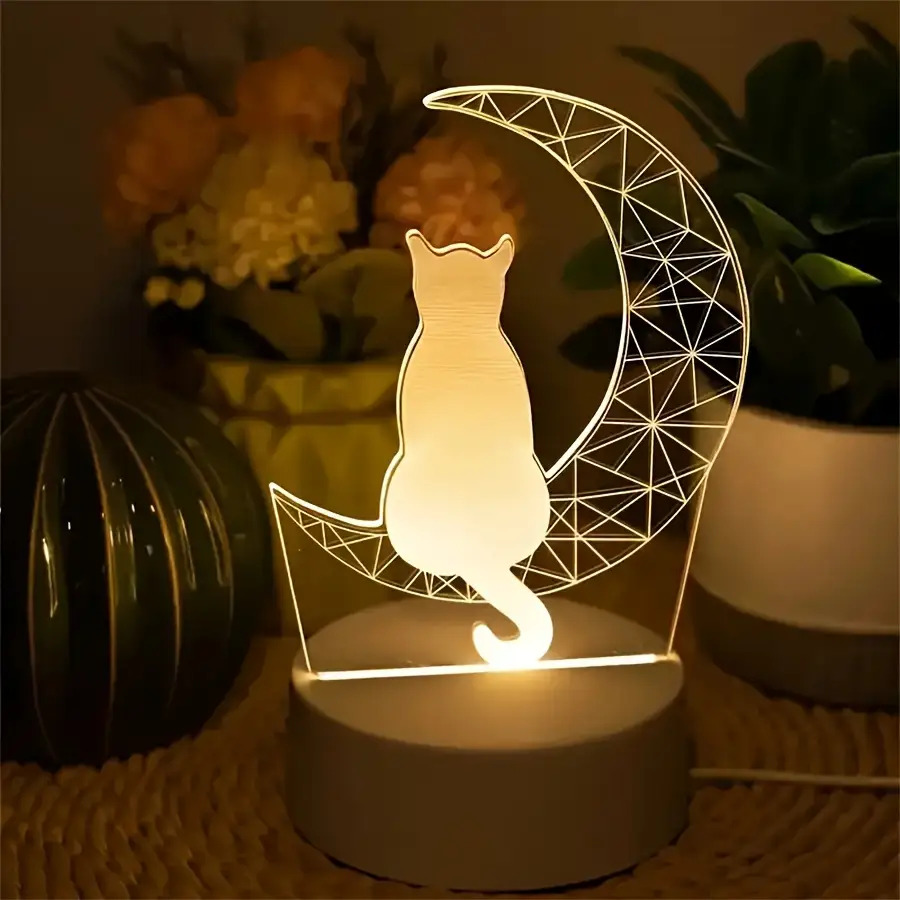 modern moon cat model led small table lamp bedroom and study decorative lamp night light holiday gift for friends compatible with laptop usb lamp usb interface electronic lamp computer accessories usb gadget Product details 5