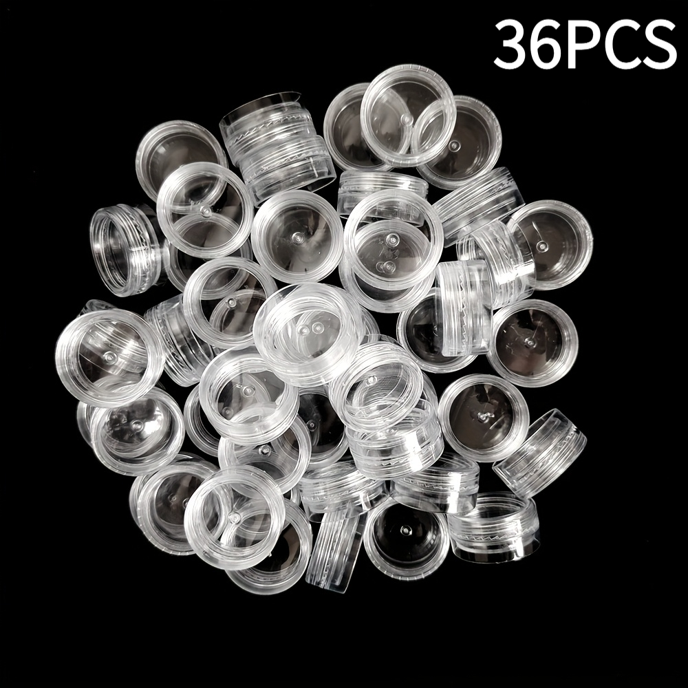 Image of Approximately 16/36pcs Transparent Plastic Small Bottles, Mini Cosmetic Bottles For Cream, Suitable For Nail Art Accessories Powder Storage, Suitable For Lip Balm Dispensing Bottles