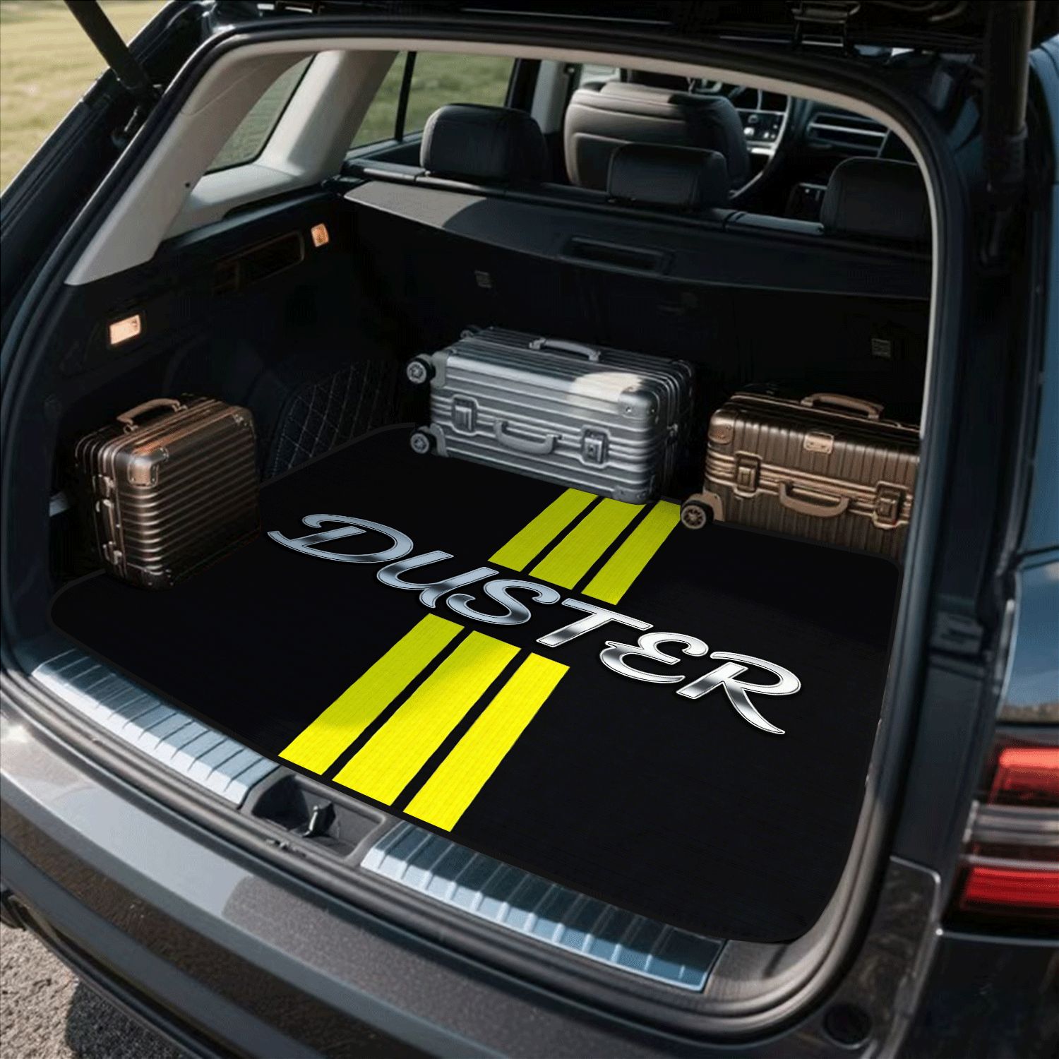 TEMU Tapis de coffre 1 pièce avec motif imprimé 2D plat lettre de voiture aspirateur à poussière 83 - Convient à la plupart des modèles de voiture,
