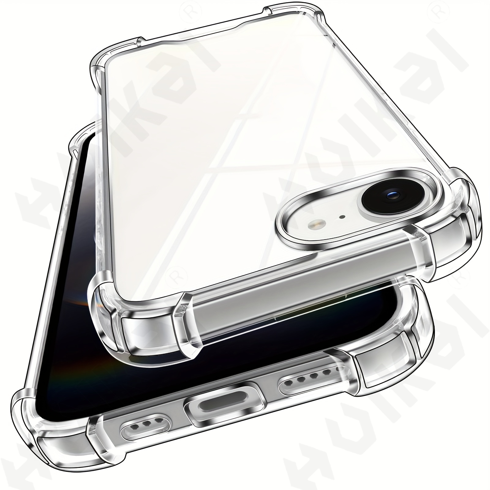 TEMU Phone Case - Case For Iphone 17e 16e Soft Transparent Shockproof Cover With Corner Bumper Cushion Protective Shell Coque