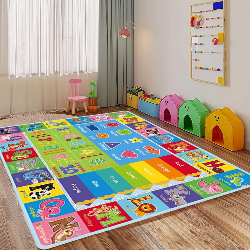 1pc 800g m2 abc 0 6cm thick educational rug floor mat with playroom classroom non slip backing suitable for family entertainment and parent child interaction hand washable parent child learning carpet Product details 0