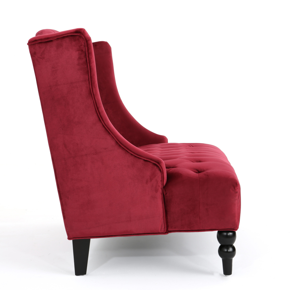 50-Inch Two-Seater Sofa, Comfortable Velvet Fabric, Mid-Century Modern Style, Minimalist Design, Extended Backrest, Compact Two-Seater Suitable for Bedrooms, Apartments And Home Offices