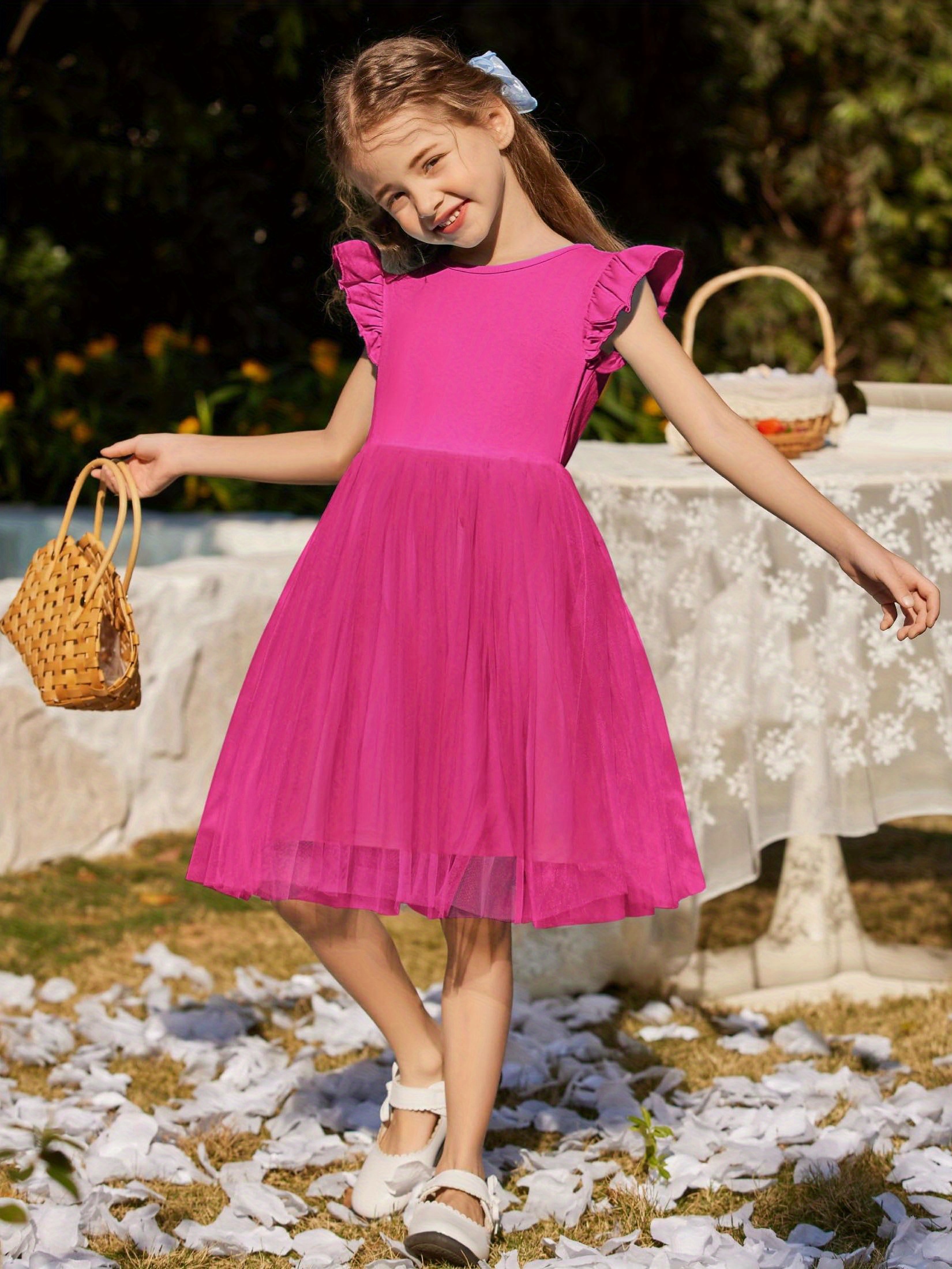 girls tutu ruffle cute tulle dress summer party princess - Temu