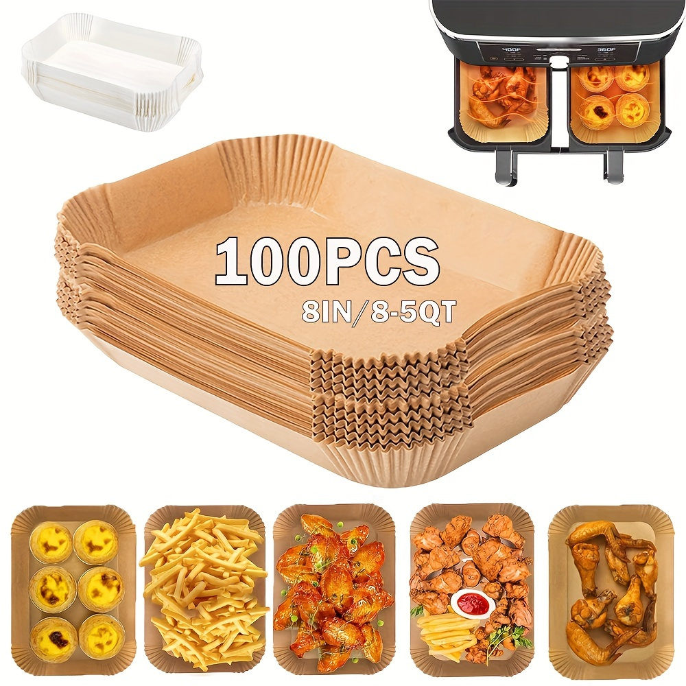 200   50pcs large capacity oven paper square air fryer paper oil proof and waterproof suitable for air fryer oil paper oven baking paper square paper mat kitchen air fryer accessories details 3